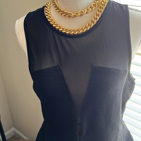 Black Mesh Peplum Top - Picture 3 of 4